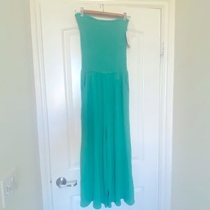 Strapless wide leg jumpsuit